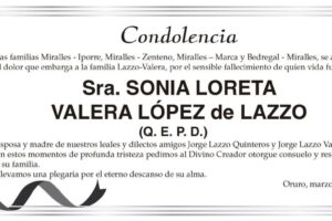 Condolencia por el fallecimiento de Sonia Loreta Valera López