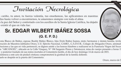 Invitación Necrológica para Edgar Wilbert Ibáñez Sossa
