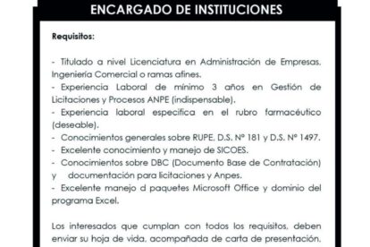 Encargado de Instituciones en la industria farmacéutica