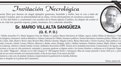 Invitación Necrológica: Mario Villalta Sangüeza