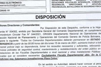 Policía en estado de emergencia para garantizar seguridad de las instituciones