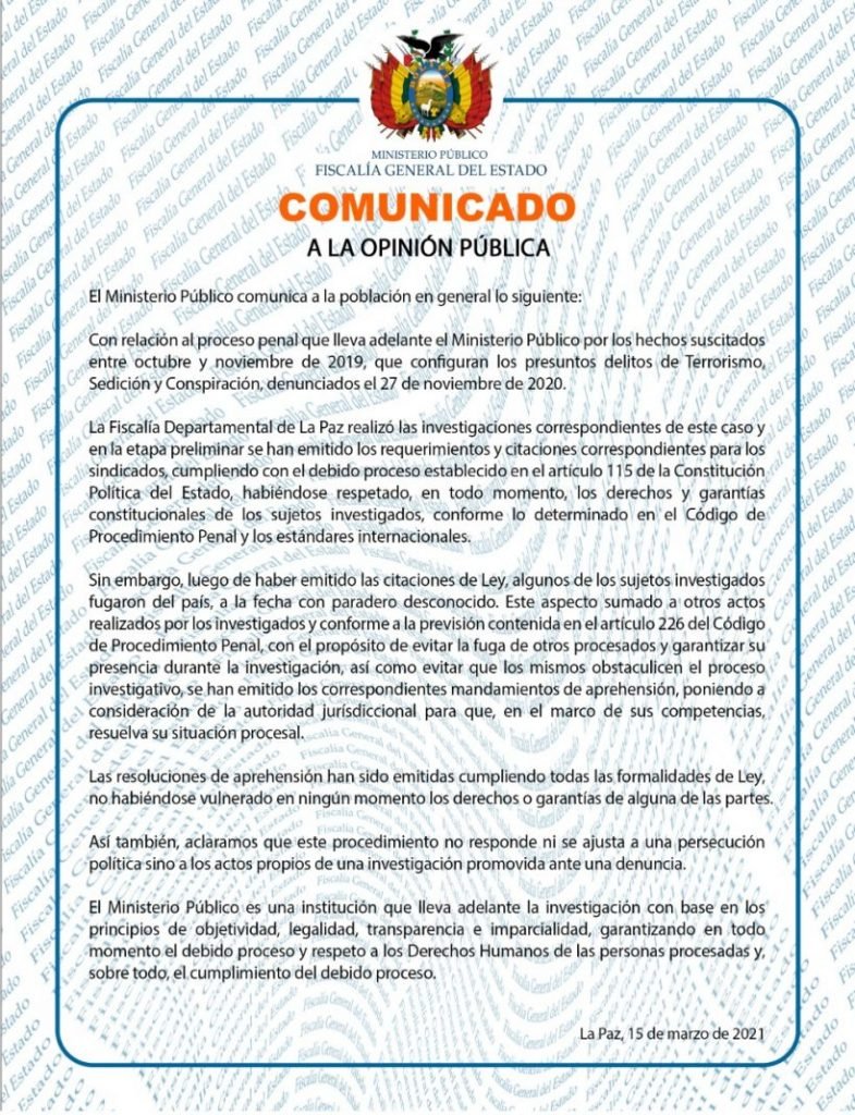 Fiscalía derechos exautoridades