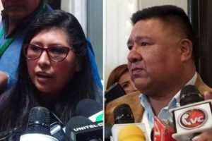 Eva Copa y Sergio Choque en contexto de declaración del Ministro de Justicia