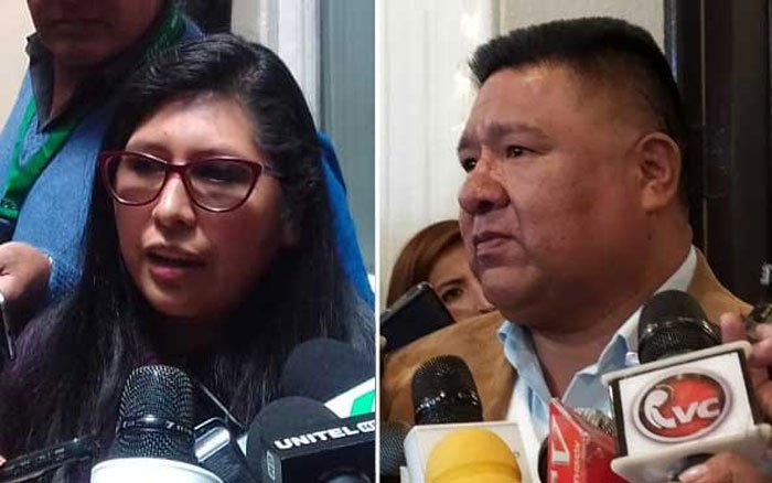 Eva Copa y Sergio Choque en contexto de declaración del Ministro de Justicia