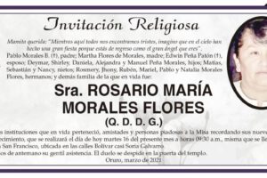 Invitación Religiosa para Sra. Rosario María Morales Flores