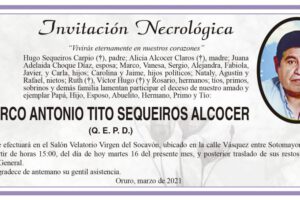 Invitación Necrológica de Marco Antonio Tito Sequeiros Alcocer