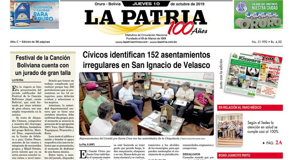 Portadas impresas del 10 de octubre de 2019