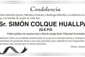 Condolencia por Simón Colque Huallpa