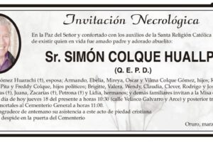 Invitación Necrológica: Simón Colque Huallpa
