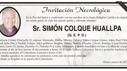 Invitación Necrológica: Simón Colque Huallpa