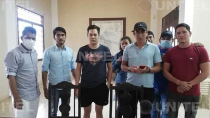 Yerko Núñez y su hijo Antonio en el Comité Cívico de Beni