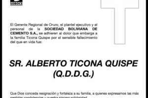 Condolencia por el fallecimiento de Alberto Ticona Quispe