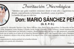 Invitación Necrológica: Don Mario Sánchez Peña