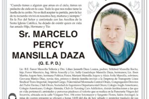 Invitación Necrológica: Sr. Marcelo Percy Mansilla Daza