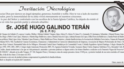 Invitación Necrológica: José Hugo Galindo Terán