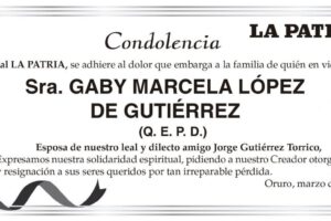 Condolencia por Gaby Marcela López de Gutiérrez
