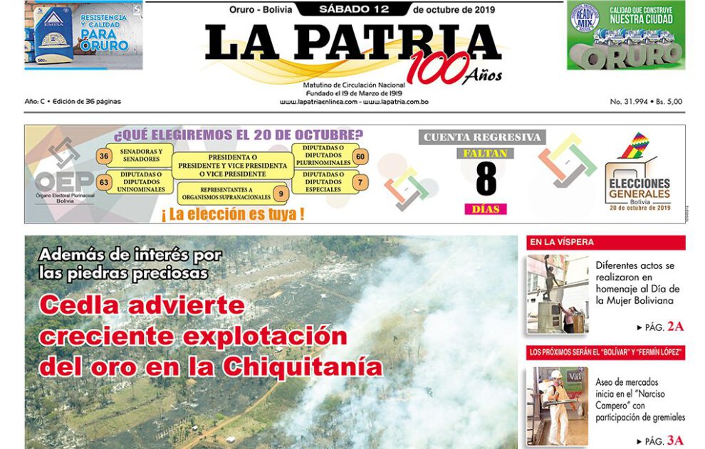 Portadas impresas del sábado 12 de octubre de 2019