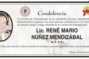 Condolencia por el Lic. René Mario Núñez Mendizábal
