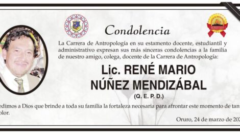 Condolencia por el Lic. René Mario Núñez Mendizábal