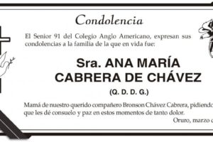 Condolencia por Ana María Cabrera de Chávez