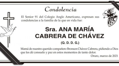 Condolencia por Ana María Cabrera de Chávez