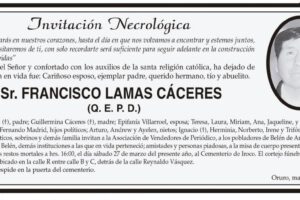 Invitación Necrológica: Sr. Francisco Lamas Cáceres (Q. E. P. D.)