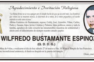 Agradecimiento e Invitación Religiosa por Wilfredo Bustamante Espinoza
