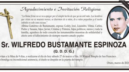 Agradecimiento e Invitación Religiosa por Wilfredo Bustamante Espinoza