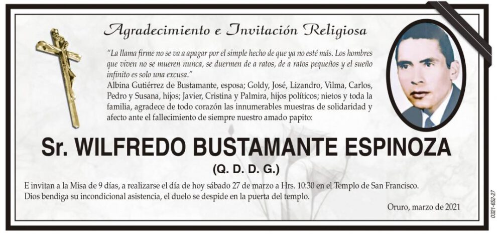 Agradecimiento e Invitación Religiosa por Wilfredo Bustamante Espinoza