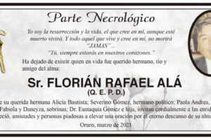 Parte Necrológico de Florián Rafael Alá