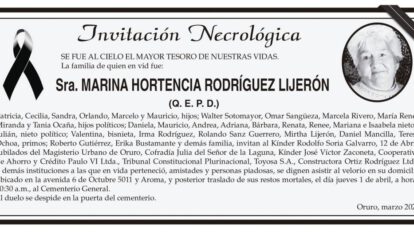 Invitación Necrológica de Marina Hortencia Rodríguez Lijerón