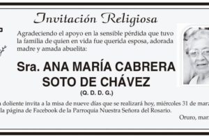 Invitación Religiosa: Ana María Cabrera Soto de Chávez