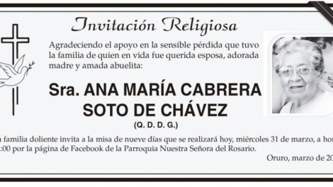Invitación Religiosa: Ana María Cabrera Soto de Chávez