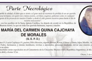 Parte Necrológico de María del Carmen Quina Cajchaya de Morales