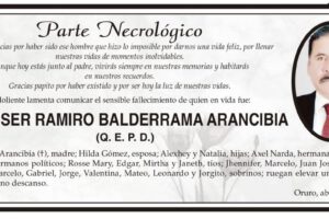 Parte Necrológico de Inser Ramiro Balderrama Arancibia