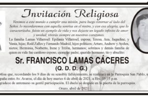 Invitación Religiosa para Francisco Lamas Cáceres