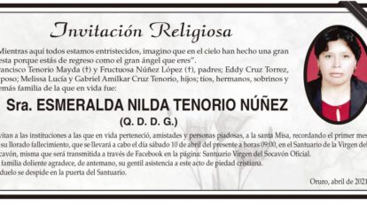Invitación Religiosa para Esmeralda Nilda Tenorio Núñez