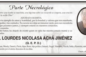 Parte Necrológico de Lourdes Nicolasa Achá Jiménez