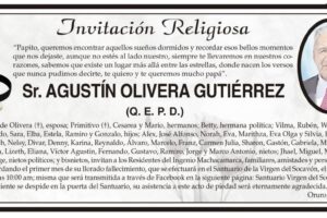 Invitación Religiosa para Agustín Olivera Gutiérrez