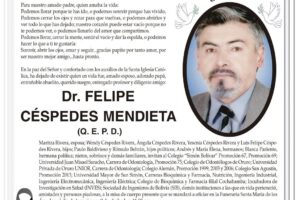 Invitación Necrológica: Dr. Felipe Céspedes Mendieta