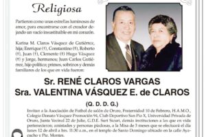Invitación Religiosa: René Claros Vargas y Valentina Vásquez