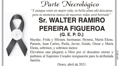 Necrológico de Walter Ramiro Pereira Figueroa