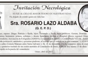 Invitación Necrológica de Rosario Lazo Aldaba