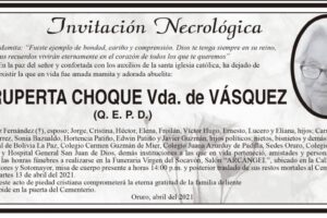 Invitación Necrológica Sra. Ruperta Choque Vda. de Vásquez