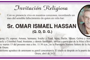 Invitación Religiosa en memoria de Omar Ismael Hassan