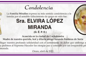 Condolencia por el fallecimiento de Elvira López Miranda
