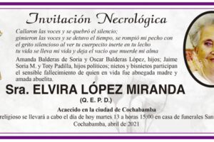 Invitación Necrológica de Elvira López Miranda