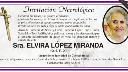 Invitación Necrológica de Elvira López Miranda