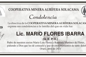 Condolencia por el fallecimiento del Lic. Mario Flores Ibarra