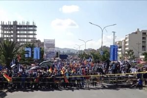 Concentración de militantes del MAS en Cochabamba